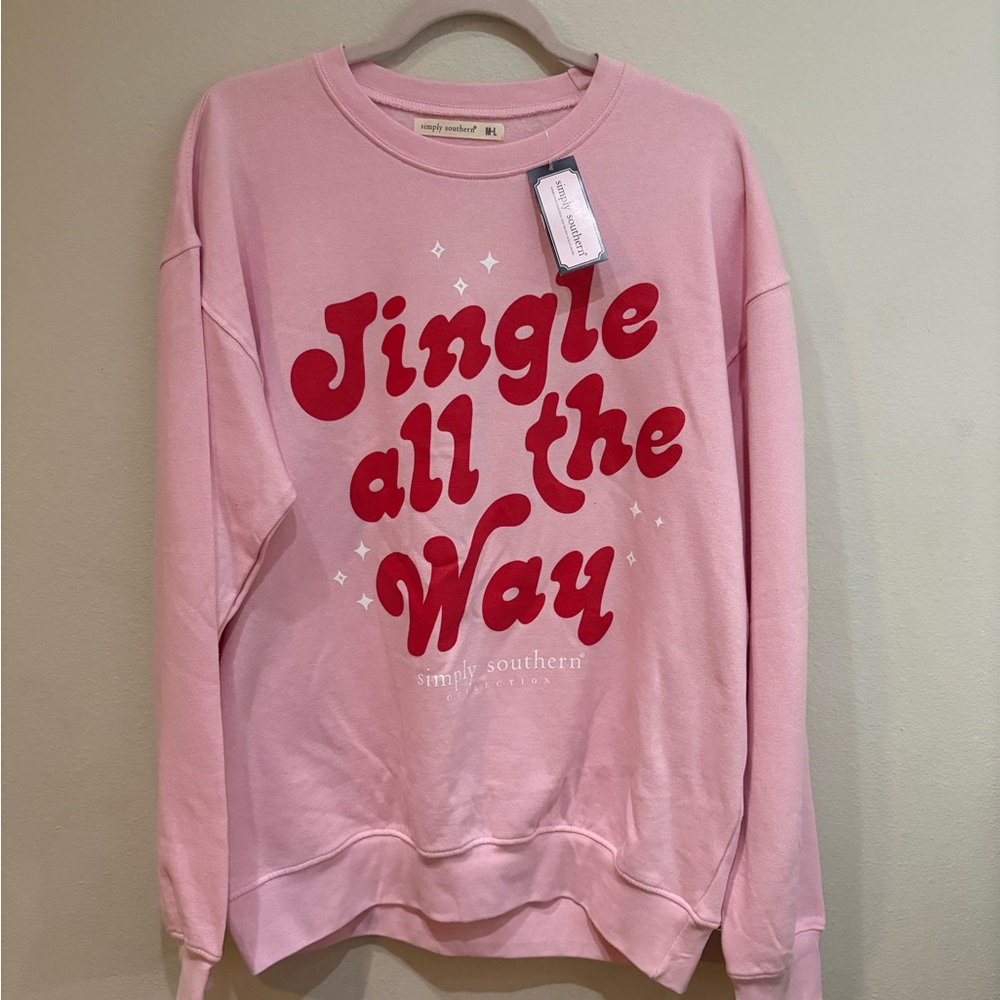 Simply Southern Pink and Red Holiday Sweatshirt